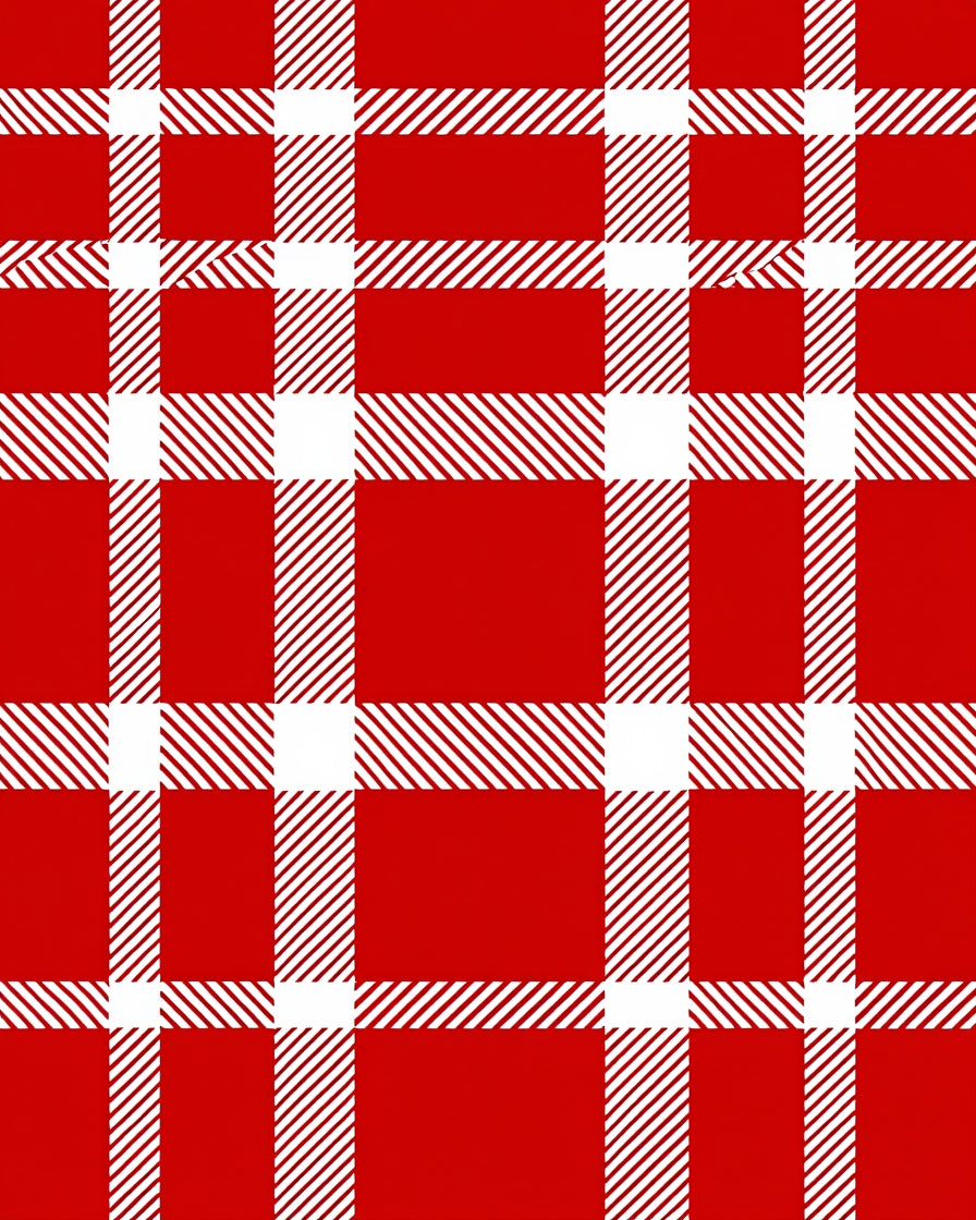 Classic Red White Plaid Check Rug