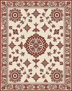 Crimson Floral Medallion Jacobean Rug