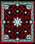 Red Light Blue Black Geometric Starburst Tile Rug