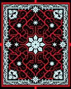 Red Light Blue Black Geometric Starburst Tile Rug