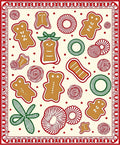Gingerbread Cookies Festive Red Green Arrangement Rug