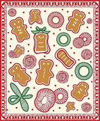 Gingerbread Cookies Festive Red Green Arrangement Rug