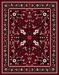 Ornate Scarlet Floral Vine Border Rug