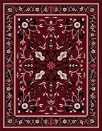 Ornate Scarlet Floral Vine Border Rug