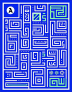 Bold Blue White Geometric Maze Rug