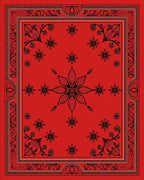 Crimson Floral Medallion with Scrollwork Border Rug