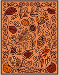 Terracotta Autumn Leaves Swirls Rug