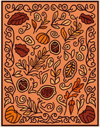Terracotta Autumn Leaves Swirls Rug