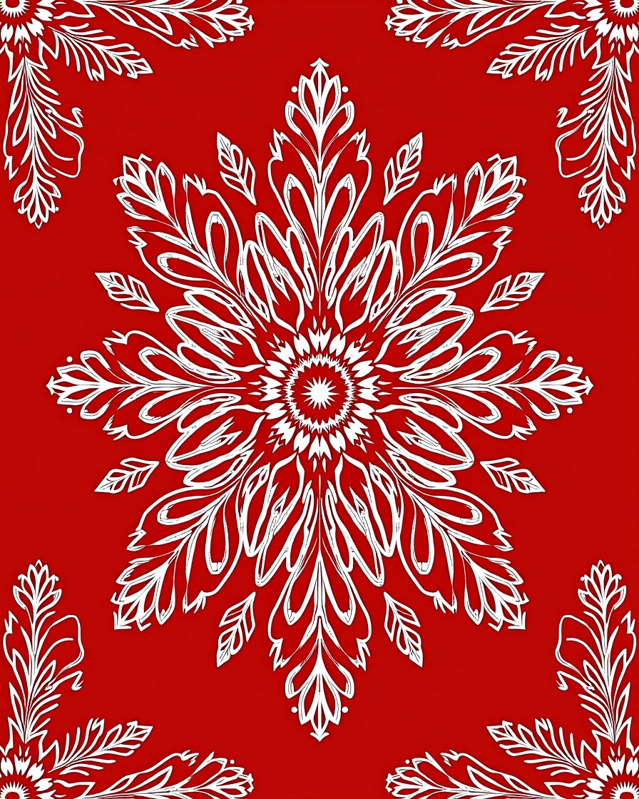 Crimson White Floral Medallion Rug