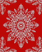 Crimson White Floral Medallion Rug