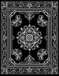 Black White Baroque Floral Medallion Rug