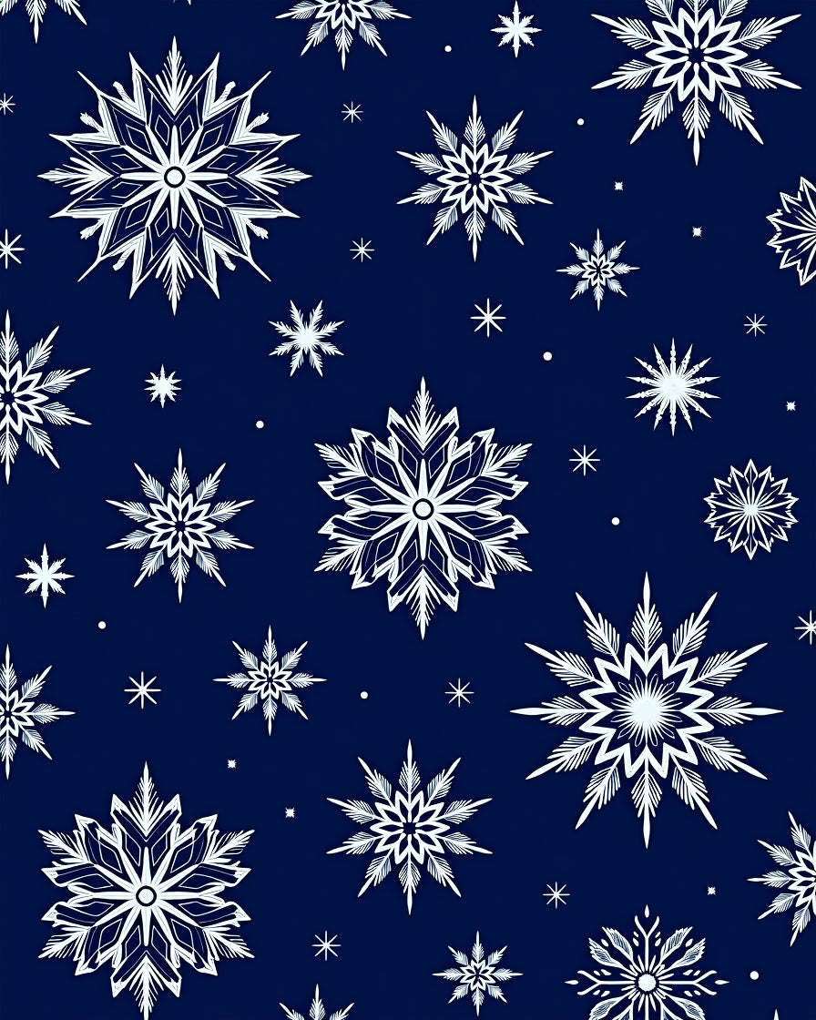 White Snowflake Scatter Navy Rug