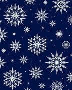 White Snowflake Scatter Navy Rug