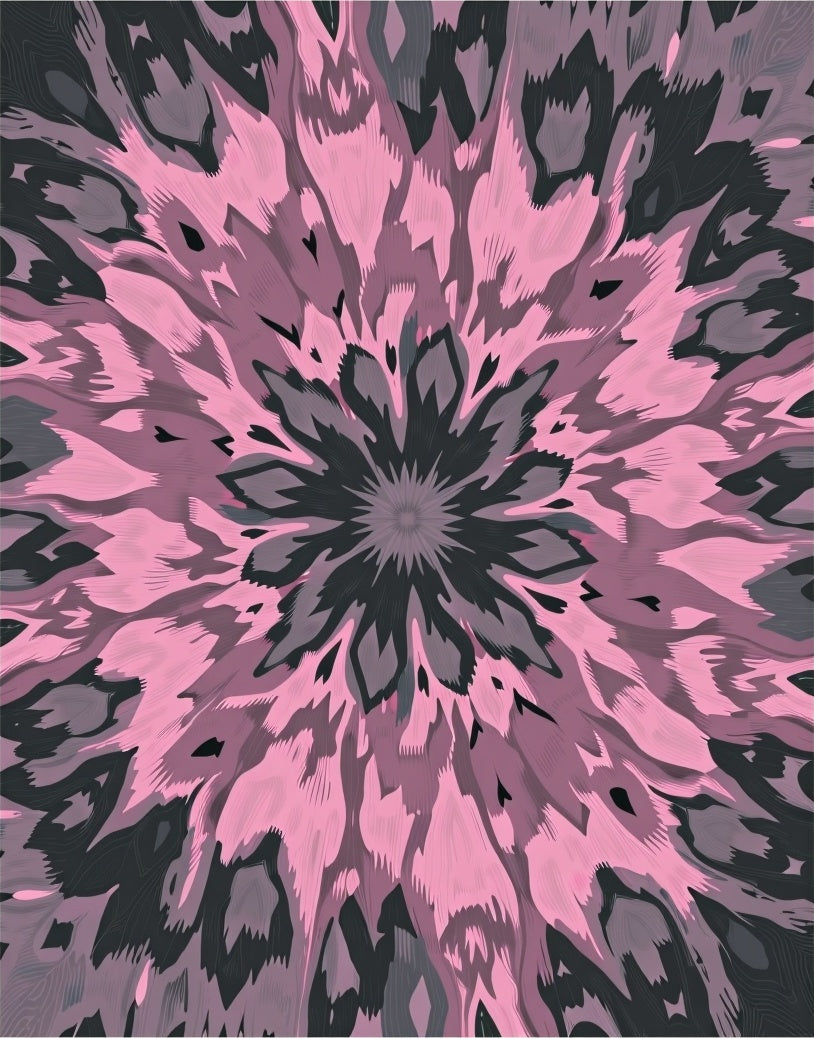 Pink Obsidian Burst Radiating Medallion Rug