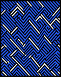 Vibrant Blue Black White Interlocking Lines Rug