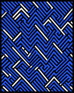 Vibrant Blue Black White Interlocking Lines Rug