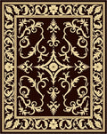Ornate Tan Floral Damask Brown Rug