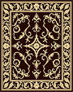 Ornate Tan Floral Damask Brown Rug