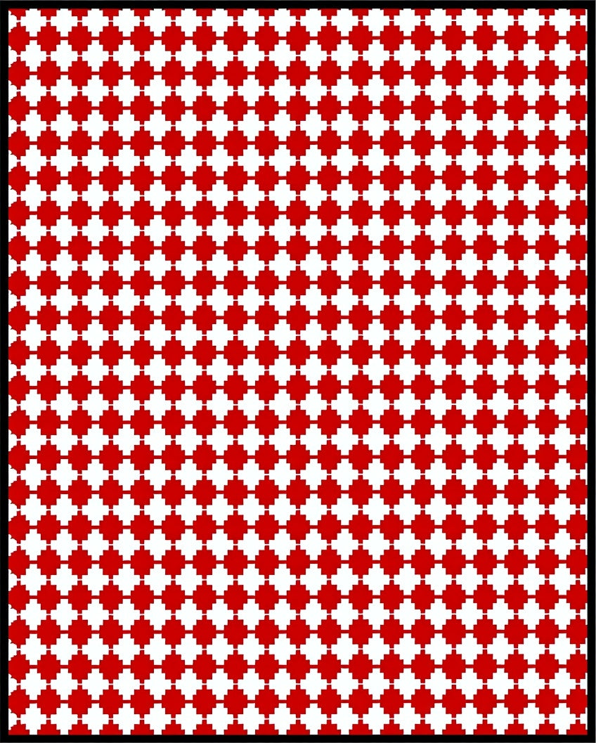 Crimson White Geometric Diamond Arrangement Rug