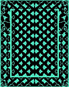 Mint Green Diamond Medallion Border Rug