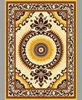 Retro Brown Sunburst Medallion Border Rug