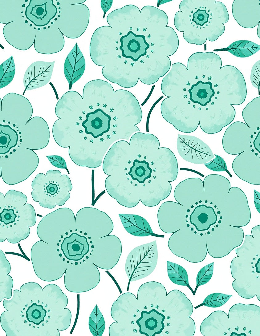 Aqua Floral Garden Art Rug
