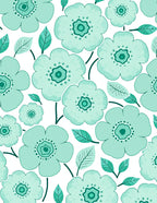 Aqua Floral Garden Art Rug