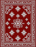 Crimson White Floral Medallion Arrangement Rug