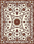 Crimson Floral Scroll Cream Rug
