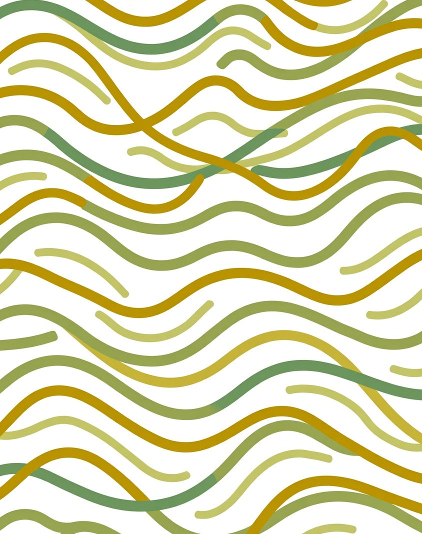 Earthy Green and Gold Wavy Lines Rug