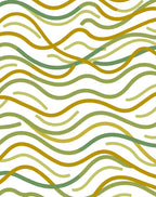 Earthy Green and Gold Wavy Lines Rug