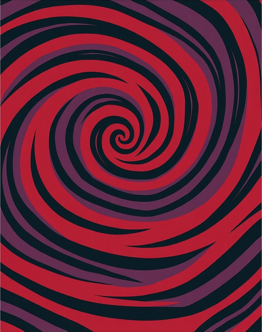 Crimson Purple Swirling Vortex Rug