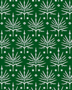 Deep Emerald White Stylized Palm Tree Rug