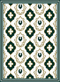 Emerald Quatrefoil White Damask Rug