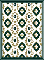 Emerald Quatrefoil White Damask Rug