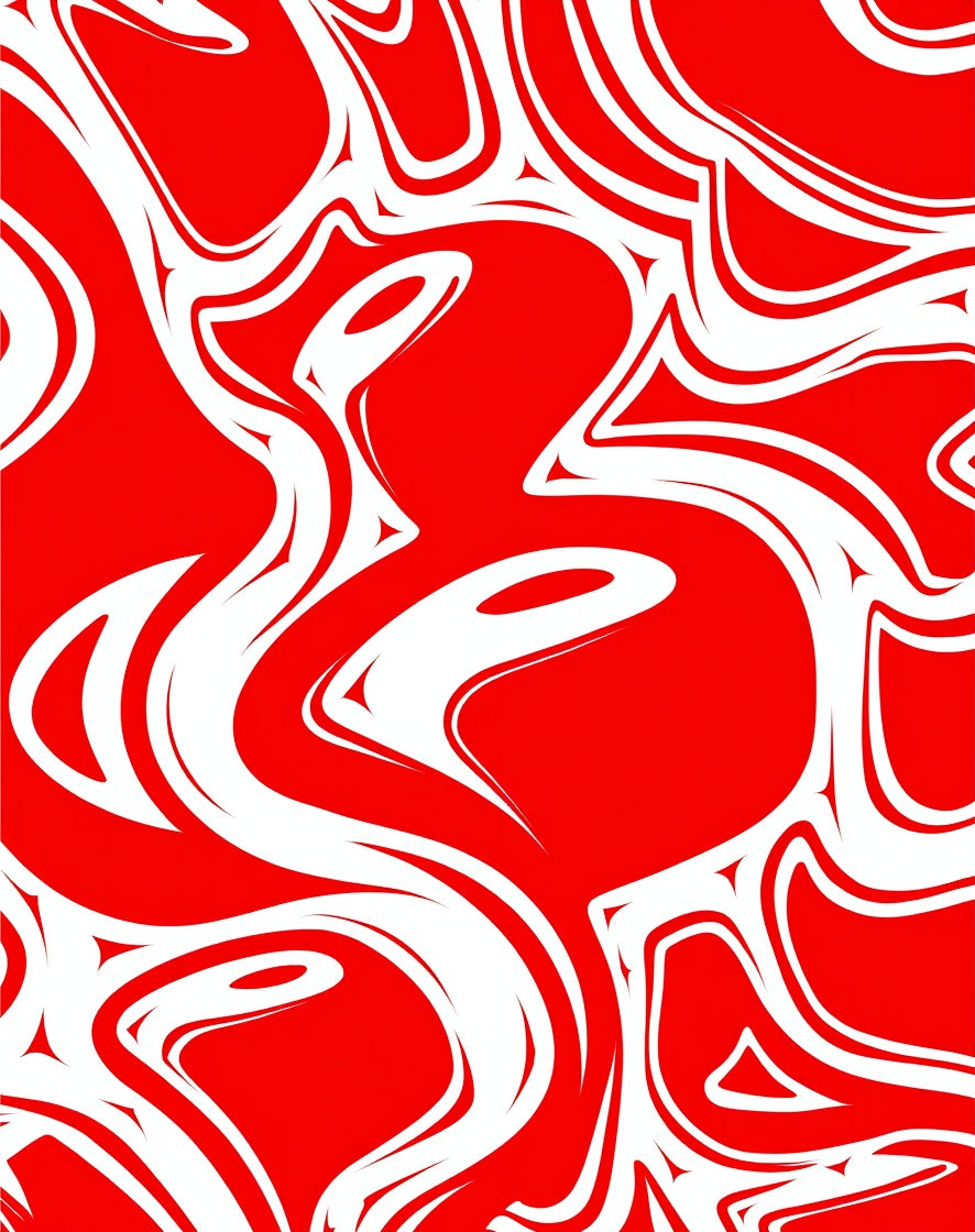 Bold Crimson Swirl Abstract Rug