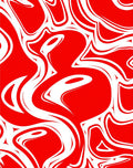 Bold Crimson Swirl Abstract Rug