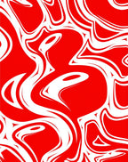 Bold Crimson Swirl Abstract Rug