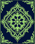 Bright Chartreuse Floral Mandala Rug