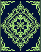Bright Chartreuse Floral Mandala Rug