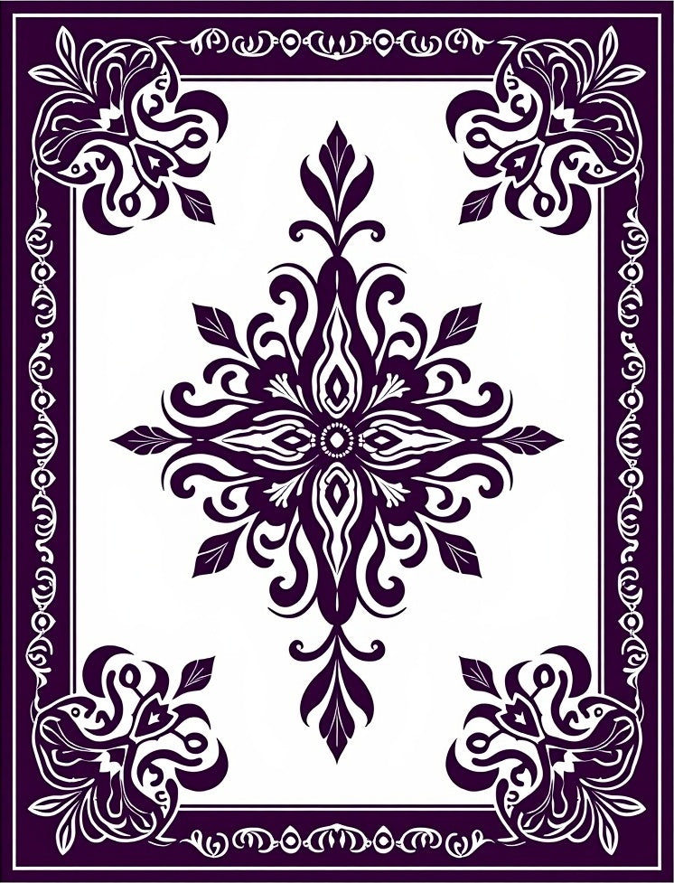 Deep Plum Floral Mandala Medallion Rug