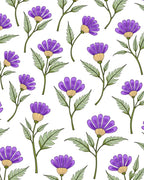 Purple Petal Flowers With Green Stems Rug
