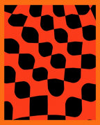 Bold Orange Black Checkered Swirl Rug
