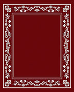 Ornate Deep Red Floral Border Rug