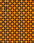 Orange Pumpkin Laurel Leaf Grid Rug