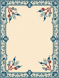 Classic Teal Red Floral Border Rug