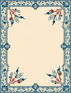 Classic Teal Red Floral Border Rug