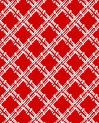 Bold Red White Lattice Rug