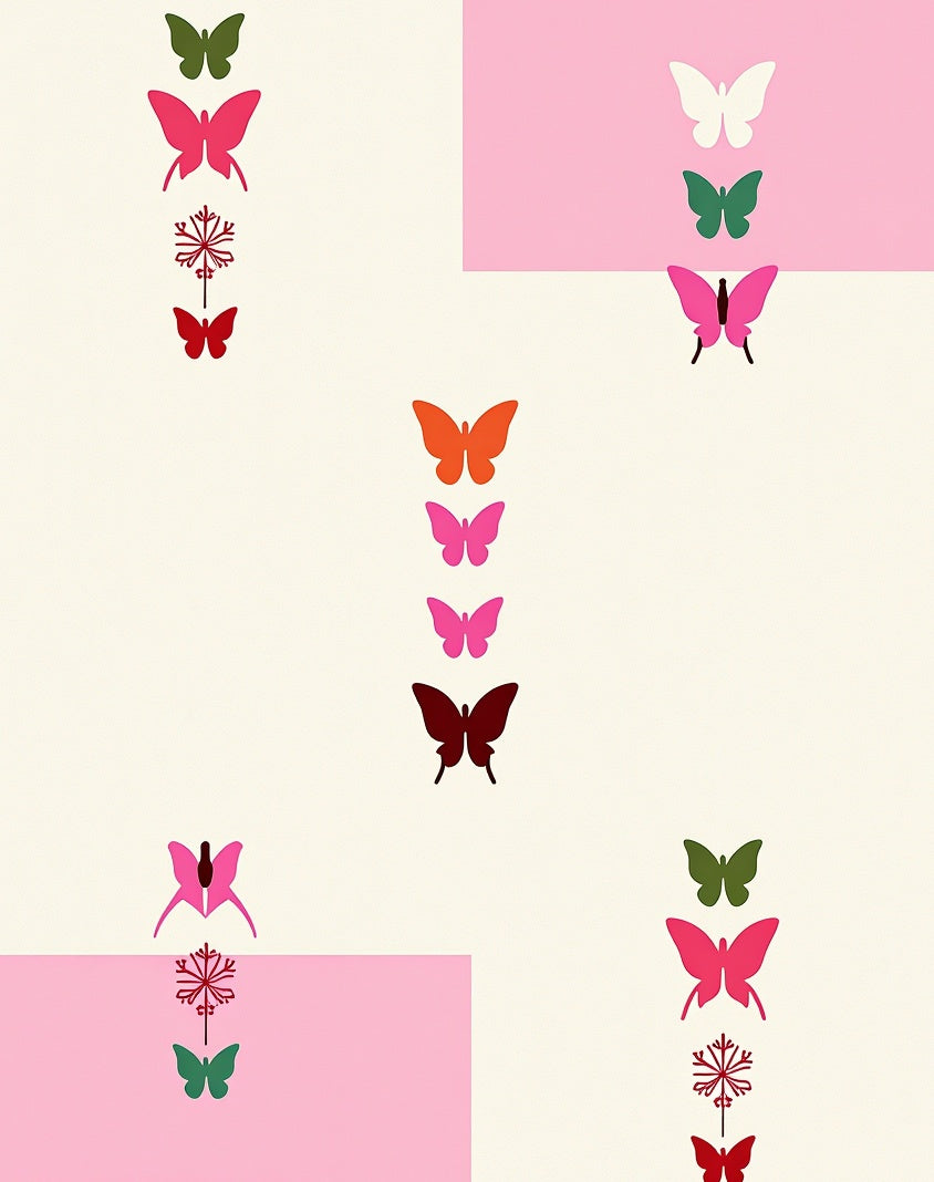 Colorful Butterflies Snowflakes Garden Display Rug