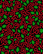 Bold Red Green Abstract Swirls Rug